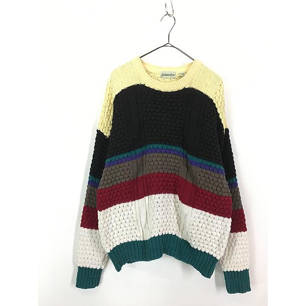 【 ST JOHN’S BAY 】 90s〜 コットン ニット セーター カラシ ST JOHN'S BAY 】 90s〜 コットン ニット セーター カラシ 90s