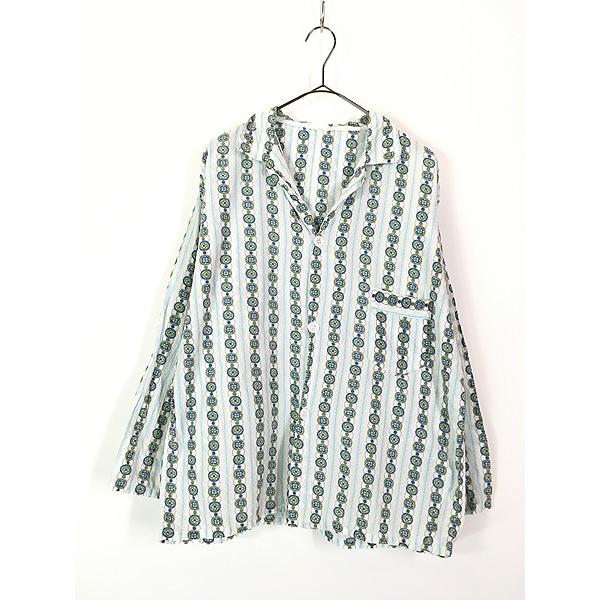 古着 60s Town Topic 小紋柄 ストライプ 総柄 開襟 ボックス パジャマ 