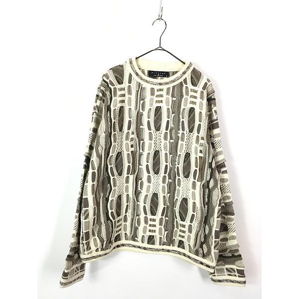 1990's ストライプ柄 3D デザイン アクリル ニットセーター 古着 90s ブルガリア製 BRANDINI 3D ランダム カラフル ストライプ