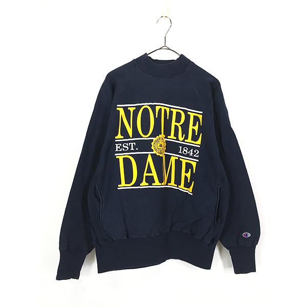 古着 90s USA製 Champion Reverse Weave 「NOTRE DAME」 ポケット付 