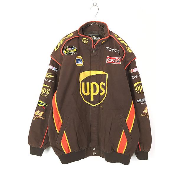 UPS レーシングジャケット 2XL XXL Chase authentic 古着 CHASE 「UPS」 企業 刺しゅう レーシング ジャケット XL