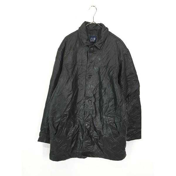 GAP 本革レザーカーコート　黒　古着　90s old gap 90s GAP オールドギャップ レザージャケット 本革 カーコート 黒