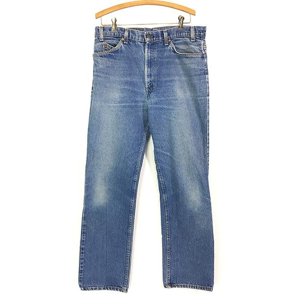 古着 80s Levi's 509-0215 オレンジタブ ヒゲ 濃紺 ブルー デニム