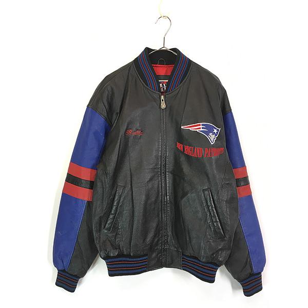 【NFL PATRIOTS / ペイトリオッツ】レザージャケット 古着 90s NFL New England Patriots ペイトリオッツ 本革 オール