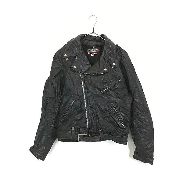 【希少】Brooks 60s 70s レザー ダブル ライダース L 牛革 VINTAGE 70s BROOKS レザージャケット 60s 70s Vintage Brooks Double