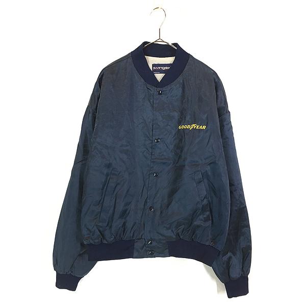 古着 80s USA製 GOOD YEAR 企業 刺しゅう 光沢 サテン ナイロン