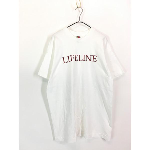 古着 90s USA製 「LIFELINE」 ライフライン ロゴ Tシャツ XL