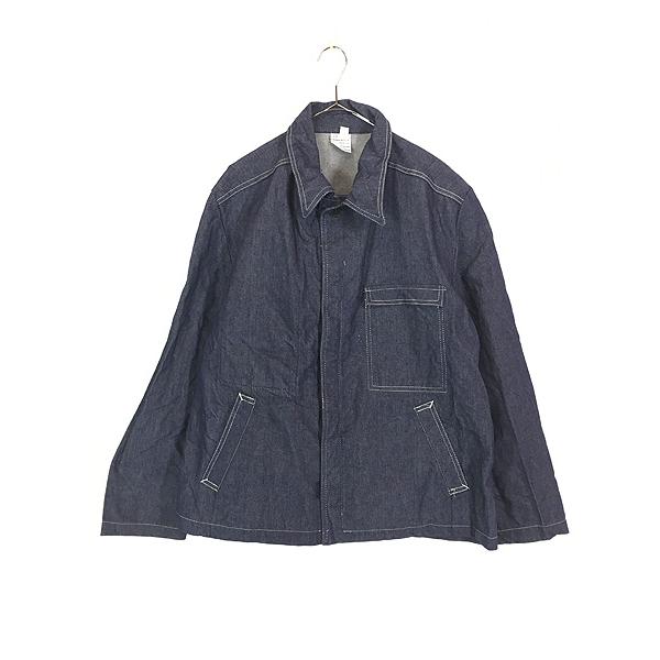 古着 70s フランス製 比翼 濃紺 100%コットン 左綾 デニム ワーク