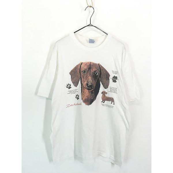 古着 00s 犬 ダックスフンド 図鑑 アニマル Tシャツ L : 古着屋