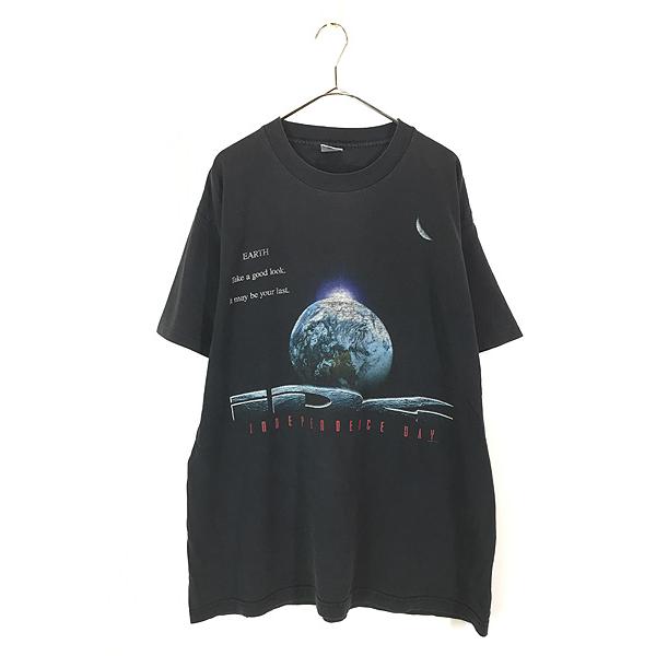 古着 90s USA製 INDEPENDENCE DAY iD4 地球 月 宇宙船 SF 映画 ムービー Tシャツ XL 古着 90s USA製 INDEPENDENCE DAY iD4 地球 月 宇宙船 SF 映画
