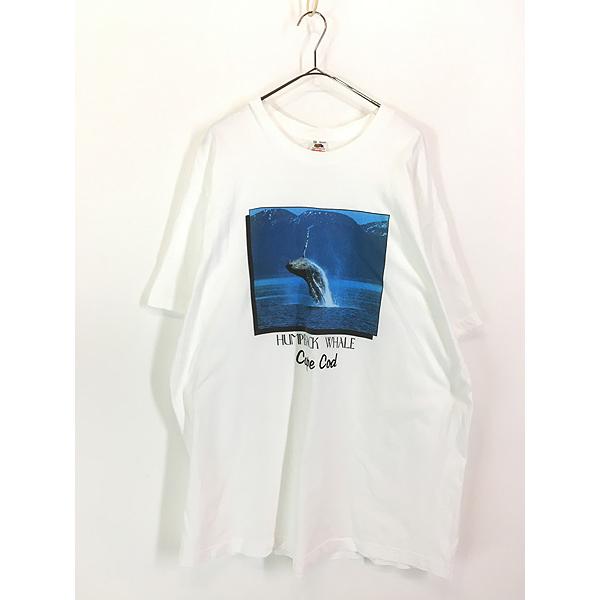 古着 90s USA製 Humpback Whale クジラ アニマル フォト Tシャツ XXL