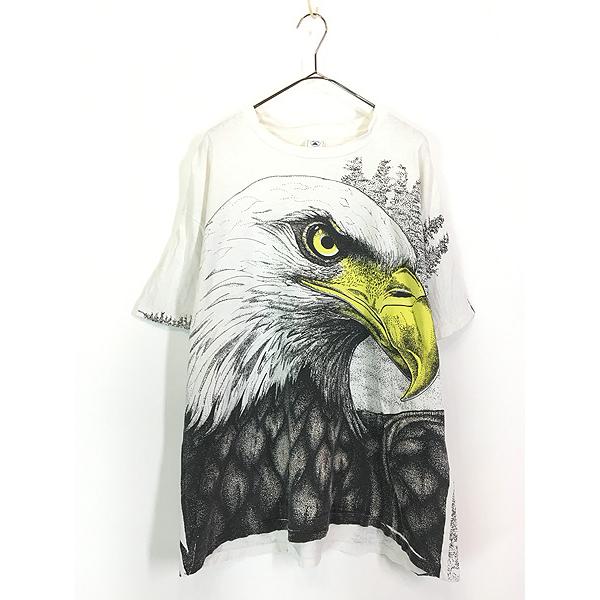 古着 90s USA製 豪華 イーグル アニマル オールオーバー Tシャツ XL 古着 古着 90s USA製 豪華 イーグル アニマル オールオーバー Tシャツ XL