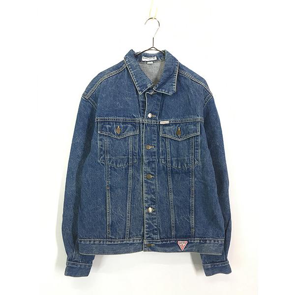 90's   USA製 デニム トラッカージャケット XL 古着 90s USA製 GUESS ブルー デニム トラッカー ジャケット Gジャン
