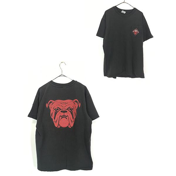 古着 90s USA製 「RED DOG」 犬 ブルドッグ BIG フェイス プリント 