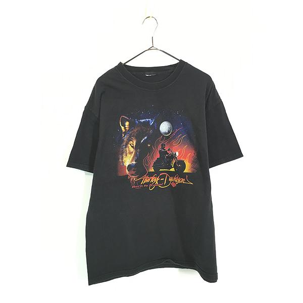 古着 00s HARLEY DAVIDSON オオカミ ウルフ 美女 グラフィック T 古着 00s HARLEY DAVIDSON オオカミ ウルフ 美女 グラフィック T
