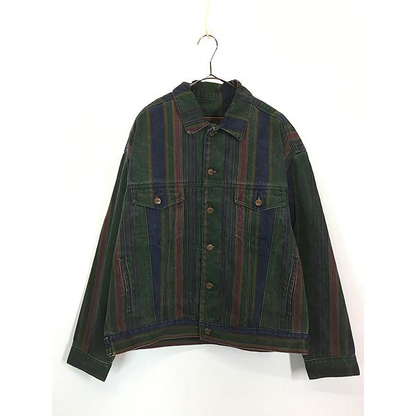 古着 90s STRUCTURE マルチ ストライプ デニム トラッカー ジャケット