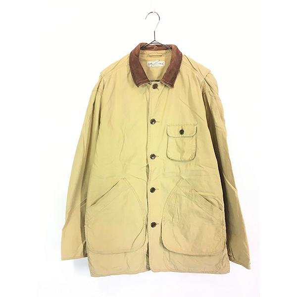 古着 90s BANANA REPUBLIC 本革 レザー襟 コットン キャンバス