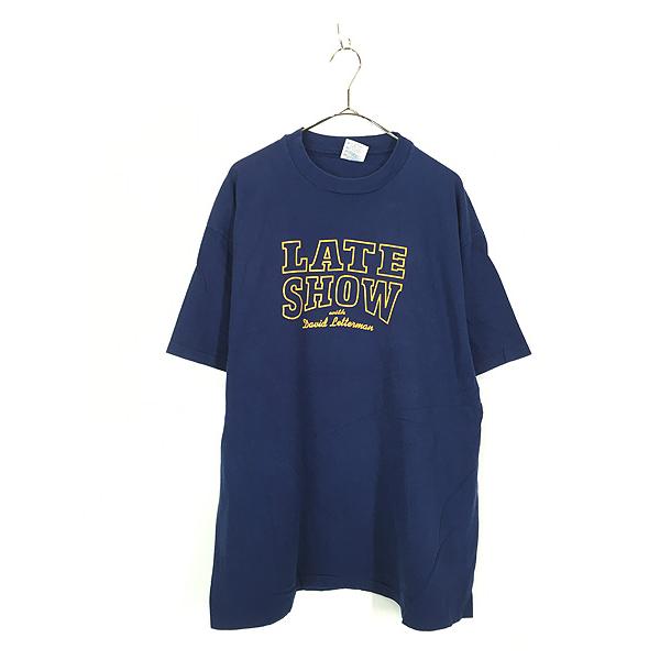 古着 90s USA製 「LATE SHOW」 中抜き アーチ プリント Tシャツ XL