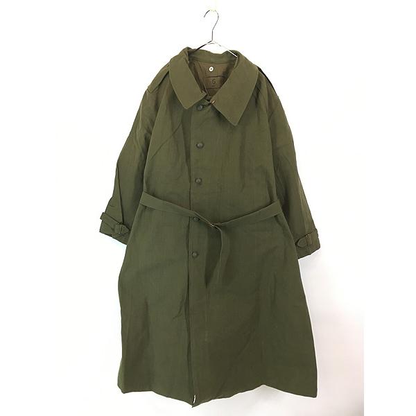古着 40-50s フランス軍 M35 ミリタリー コットン キャンバス モーター サイクル オーバー コート オリーブ 9 ミント!! 古着 40-50s フランス軍 M35 ミリタリー コットン キャンバス モーター