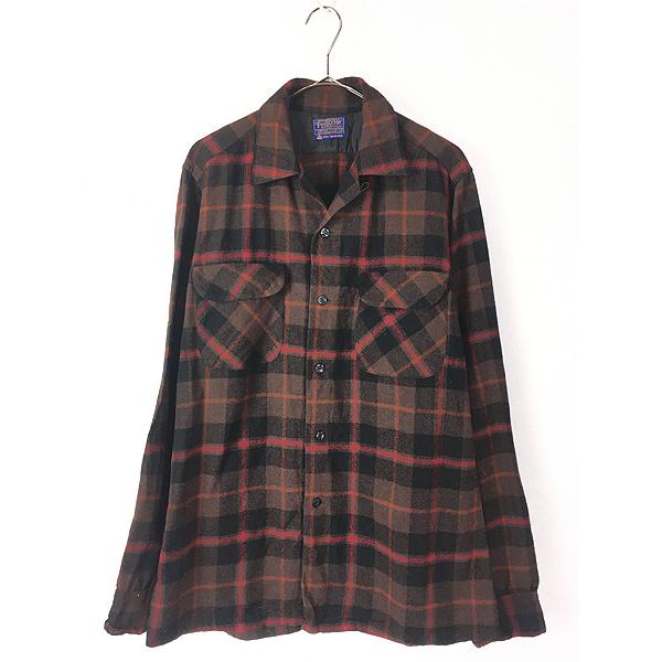 古着 60s Pendleton 好配色 チェック 開襟 ボックス ウール ボード シャツ M 古着 60s Pendleton 好配色 チェック 開襟 ボックス ウール ボード