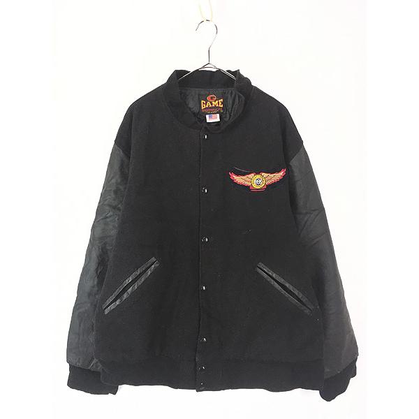 古着 90s USA製 HARLEY DAVIDSON 本革 レザー メルトン ウール