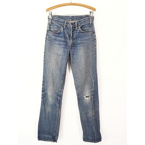 デニムパンツ　レディース　古着 古着 70s Levi's 519-0217 ヒゲ 縦落ち ダメージ インディゴ デニム