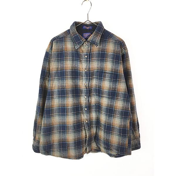 PENDLETON / 90S/エルボーパッチ/長袖シャツ/M/ウール/マルチカラー/チェック 古着 90-00s Pendleton エルボーパッチ オンブレ シャドー チェック