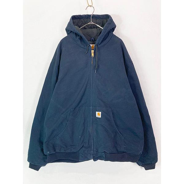 カーハート　アクティブパーカー　ネイビー　アメリカ製 古着 USA製 Carhartt ネイビー ダック 防寒 パデット アクティブ