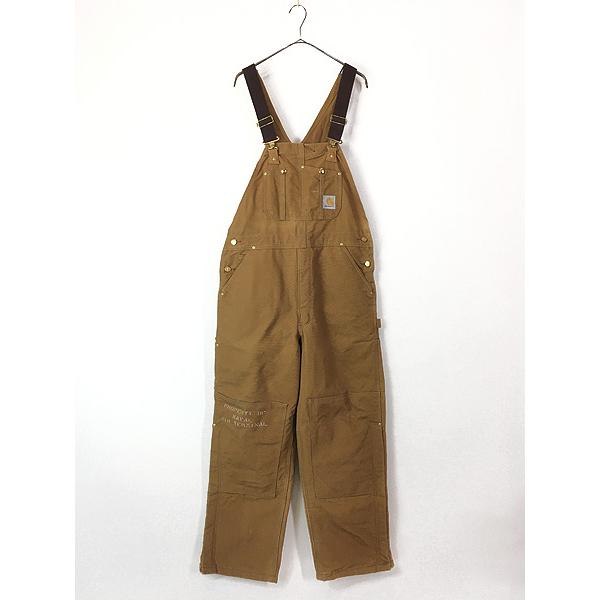 古着 00s Carhartt 米軍 「Property of Naval Air Terminal」 ステンシル 防寒 パデット ブラウン ダック Wニー オーバーオール W37 L30 古着 00s Carhartt 米軍 「Property of Naval Air Terminal