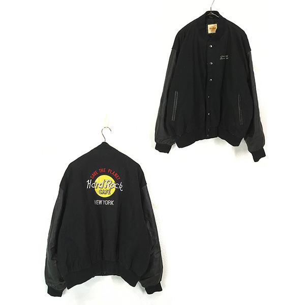 古着 90s Hard Rock Cafe 「NEW YORK」 本革 レザー × ウール ハード 