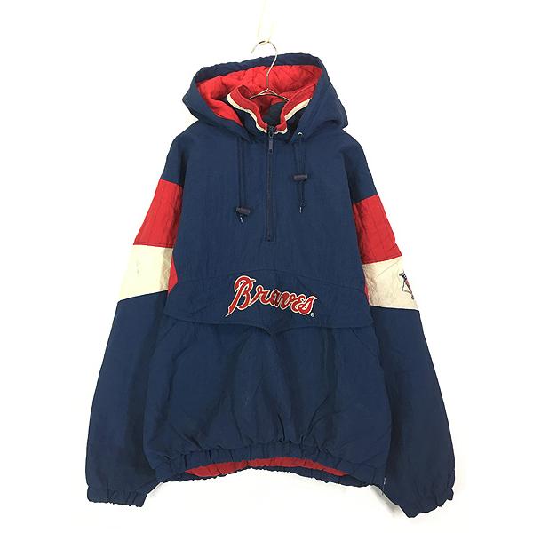 古着 90s STARTER MLB Atlanta Braves ブレーブス ハーフジップ