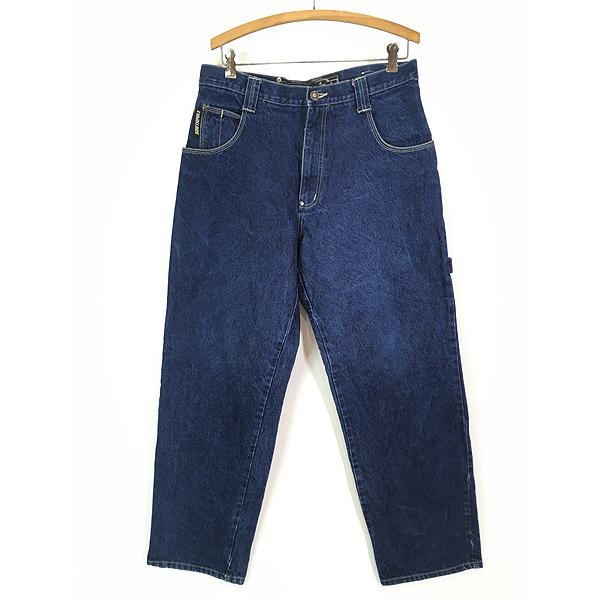 古着 SOUTH POLE 極太 バギー 濃紺 ブルー デニム パンツ ジーンズ W34