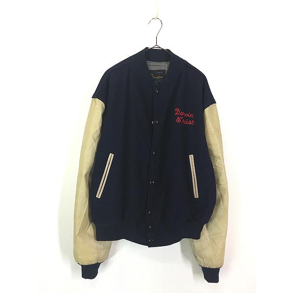 古着 70s Champion × Naugalite 「GOSHEN」 フェイクレザー ウール 