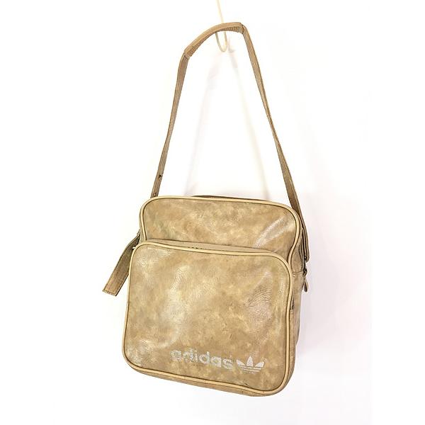 雑貨 古着 80s adidas ビニール レザー ロゴ 両面 プリント