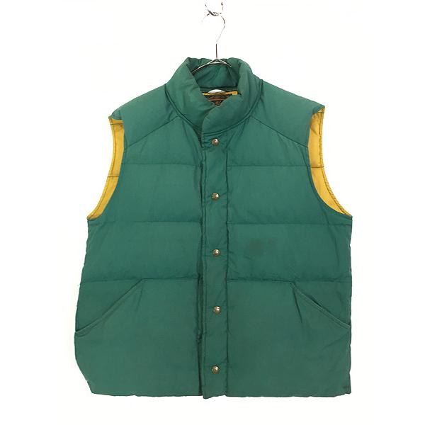 【希少】80s エディーバウアー グースダウンベスト ナイロン グリーン 緑 L 古着 80s Eddie Bauer コットン シェル グース ダウン ベスト