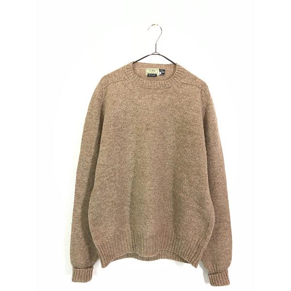 古着 80s 英国製 LL Bean 無地 プレーン ローゲージ シェットランド ウール ニット セーター XL 古着 80s 英国製 LL Bean 無地 プレーン ローゲージ シェットランド