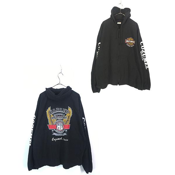 古着 90s HARLEY DAVIDSON ウィング ロゴ プリント コットン メキシカン パーカー XL 古着 古着 90s Mexico製 HARLEY DAVIDSON シールド ウィング ロゴ プリント