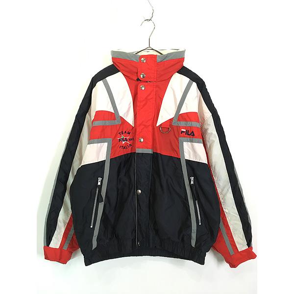 古着 90s FILA 「SKI TEAM ITALIA」 2way パデット クレイジー ナイロン エクストリーム ジャケット 42 古着 古着 90s FILA 「SKI TEAM ITALIA」 2way パデット クレイジー