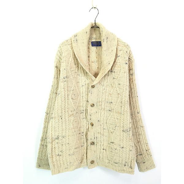 古着 70s USA製 Pendleton ヘチマ襟 ショールカラー ケーブル編み