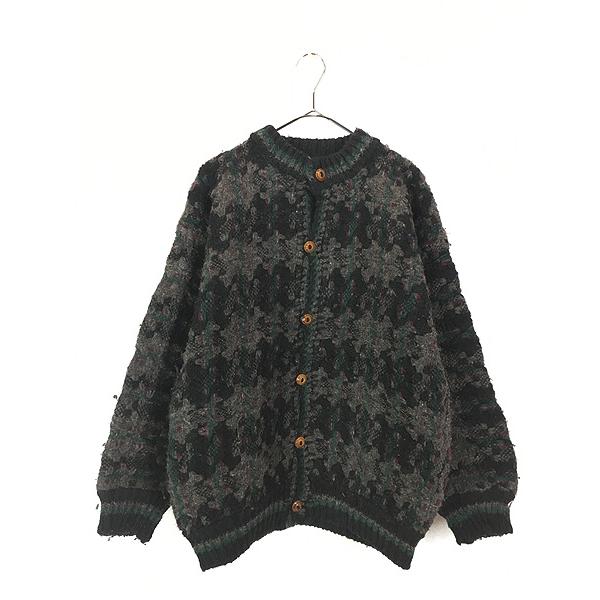 古着 90s エクアドル製 Sweaterman モザイク ボーダー ヘビー ウール