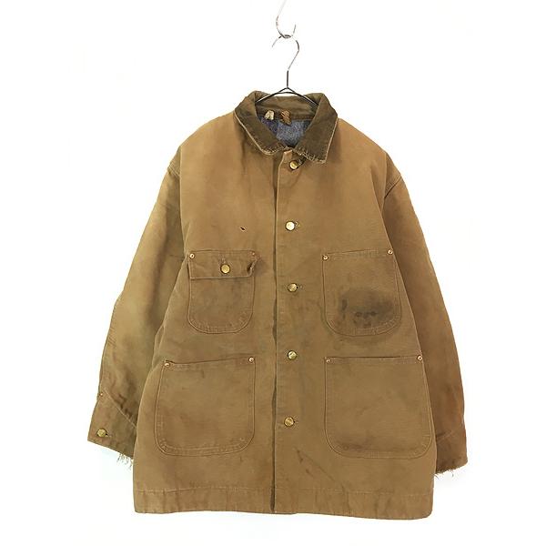 Carhartt ミシガンチョア Sダックジャケット カバーオール 裏地あり 古着 70s Carhartt 裏地 ストライプ ブランケット ブラウン