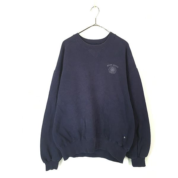 古着 90s USA製 Russell High Cotton 「FIRE DEPT」 前V セットイン