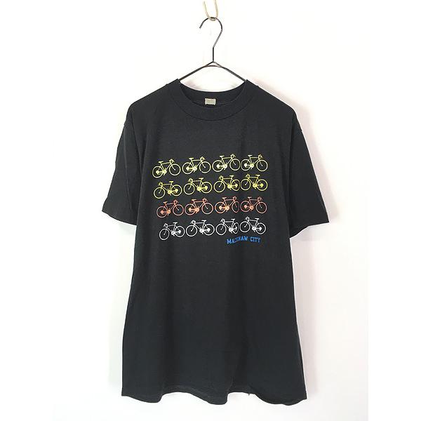 古着 ビンテージ 80s カラフル デザイン アート Tシャツ 古着 80-90s 自転車 カラフル アート Tシャツ XL : 古着屋ドラセナ