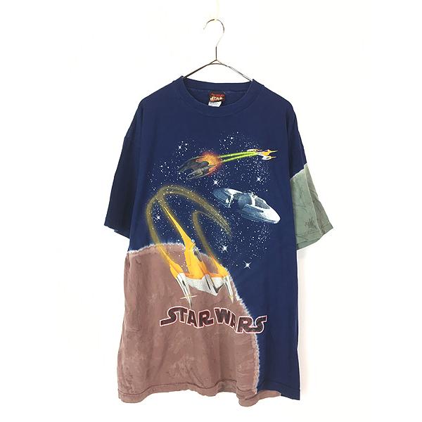 古着 00s STAR WARS スターウォーズ エナメル ラバー コーティング プリント Tシャツ XL 古着 古着 00s STAR WARS スターウォーズ エナメル ラバー コーティング