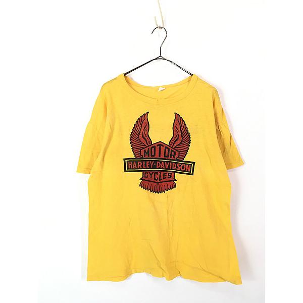 古着 70s HARLEY DAVIDSON シールド&バー ウィング パキ綿 Tシャツ L 古着 古着 70s HARLEY DAVIDSON シールド&バー ウィング パキ綿 Tシャツ L