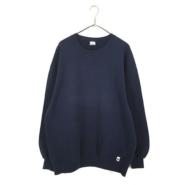 古着 90s USA製 Russell 無地 ソリッド 前V セットイン スウェット パーカー ネイビー L 古着 90s USA製 Russell 無地 ソリッド 前V セットイン スウェット
