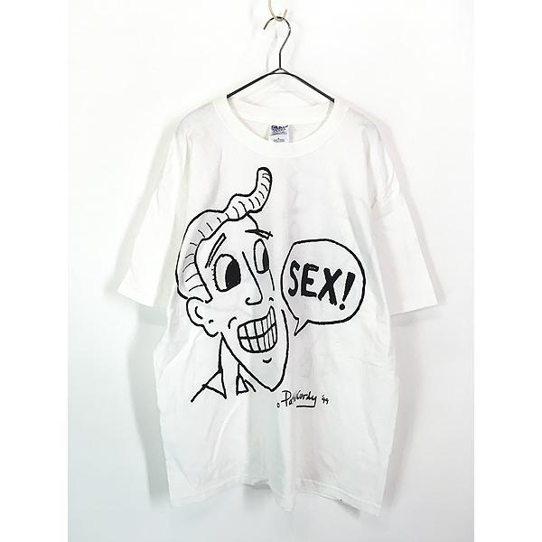 古着 90s Patrick McCurdy 「Sex! Beer!」 両面 アート エロ Tシャツ