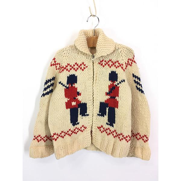 キッズ 古着 60-70s 兵隊 儀仗兵 ヘビー ウール カウチン ニット 