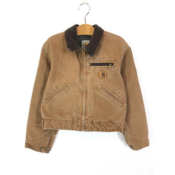 カーハート　デトロイトジャケット　キッズ　90s キッズ 古着 90s USA製 Carhartt 裏地フリース ブラウン ダック