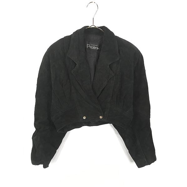 レディース 古着 90s Phoenix 本革 ブラック スエード レザー クロップド丈 ジャケット M位 古着 レディース 古着 90s Phoenix 本革 ブラック スエード レザー